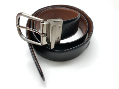 Unbranded Reversible Dress Belt Black Brown Mens Sz M 34-36 Faux Leather 1 1/4" - Image 1 of 4