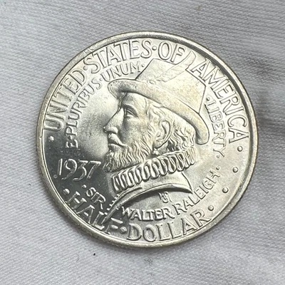 1937 Roanoke Island Classic Commemorative Silver .50C Half Dollar US Coin - Image 1 of 3