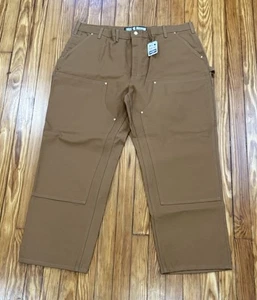 NEW Carhartt Double Knee Front Loose Fit Duck Pant Brown USA B01-BRN 44 X 30 - Foto 1 di 5