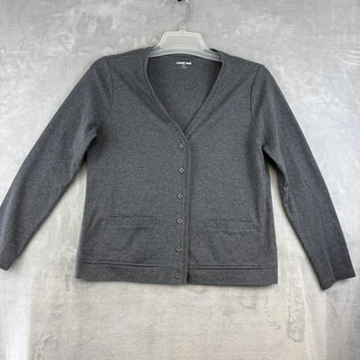 Lands End Cardigan Sweater Womens Small Gray V Neck Button Front Pockets Knit - Image 1 of 4