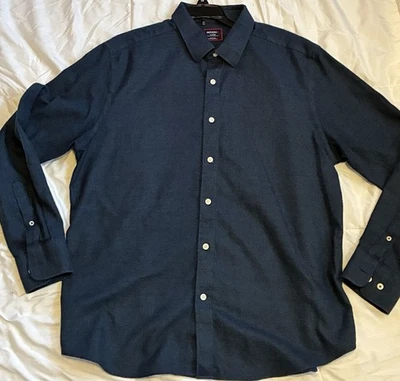 UNTUCKit Men’s Veneto Wrinkle-Free Cotton Shirt Blue Long Sleeve XL Regular Fit - Image 1 of 4