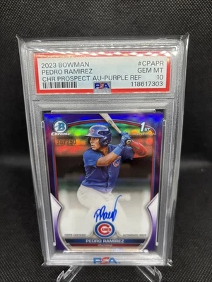 2023 Bowman Chrome Pedro Ramirez 1st Purple Auto PSA 10 GEM RC Chicago Cubs - Image 1 of 2