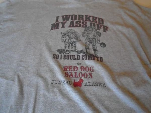 Red Dog Saloon Juneau Alaska Gray Short Sleeve T-Shirt Men's xl donkey i worked - Picture 1 of 7