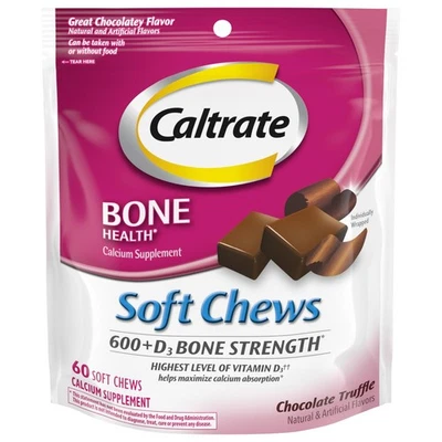 7/2026 Caltrate 软咀嚼物 600 Plus 巧克力松露 - 60 个 — 第 1/4 张图片