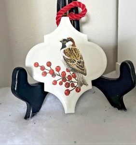 ADORNO AZULEJO DE VIDRIO "PÁJAROS Y BAYAS", CON ARCO, REGALO, BELLEZA ARTESANAL, único - Imagen 1 de 2