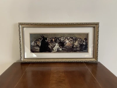 Arte de parede Goya Witches Sabbath Great He-Goat impressão emoldurada 22x11 bruxa diabo - Imagem 1 de 4