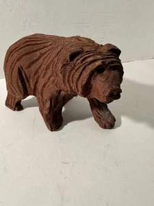 Bear Figurine Carved Wood Wooden Walking Figure Statue 7 Long X 5 Tall - Picture 1 of 6