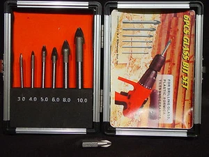 6 Carbide Tip Glass Ceramic Tile Set for Cordless or Power Drill + Dewalt P2 Bit - Picture 1 of 1