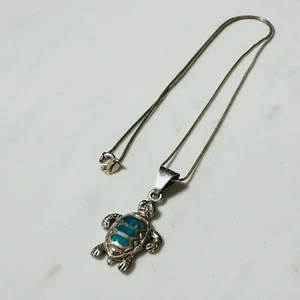 Blaue Meeresschildkröte Edelstein 8" Kette Halskette süß hübsch Tier Anhänger Ozean - Bild 1 von 3