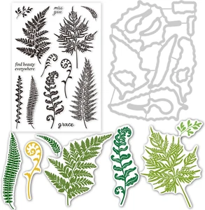 Leaf Metal Cutting Dies and Clear Stamps Set for Paper Crafting - Picture 1 of 12