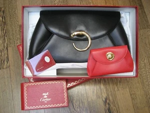 CARTIER black Pochette plus purse red  original    - Foto 1 di 12