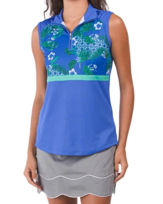 BERMUDA SANDS Women's Brienne Sleeveless Golf Shirt NWT Dazzling Blue MEDIUM - Image 1 of 4
