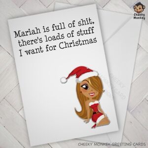 Funny CHRISTMAS CARD joke humour Offensive rude Naughty Mariah Carey xmas