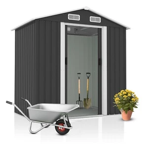 2mGoods Gerätehaus T131 B187 H196 cm Metall Gartenhaus Gartenschuppen Anthrazit - Bild 1 von 9