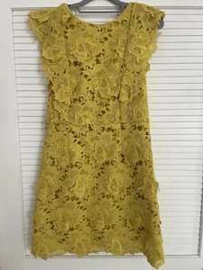 Top Shop New with tags $160 Yellow Lace floral appliqué Sleeveless Dress sz 6 - Picture 1 of 6