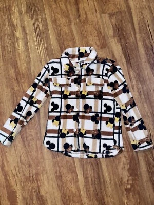 Disney Mickey & Minnie Mouse Kids Fleece Size M 7-8 Long Sleeve Button Down fron - Image 1 of 4