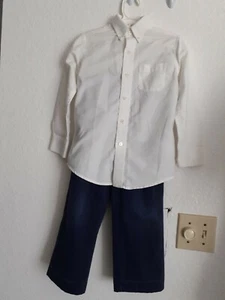 Goerge boys shirt white, SZ.4-5 & Dockers pants blue,.Sz.5 slim. - Picture 1 of 12