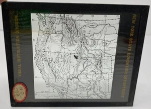 Vtg Magic Lantern Glass Slide Physical Map of U.S. West of Great Plains 1931 - Picture 1 of 3