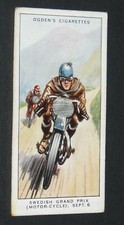 1931 OGDEN'S CIGARETTES CARD AUTOMOBILE MOTOR RACES MOTORCYCLE SWEDISH GRAND PRICE