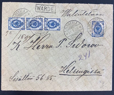 1906 Parikkala Finlandia RUSIA Cubierta de sello de cera roja para Helsinki Foto 1 de 2
