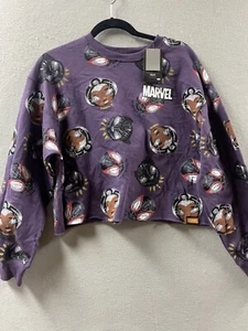 Marvel Women's Black Panther Graphic Sweatshirt Purple Size Large - Picture 1 of 3