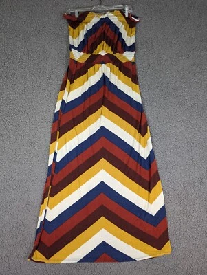 Maxi Vestido Bisou Bisou Sin Tirantes Calzoncillo Chevron Color Bloque Talla 14 Solero Foto 1 de 4