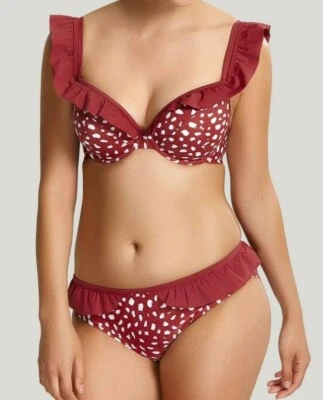 Panache SWIM MILA Rüschen Bikini Gr.80F +42 (UK 36E +16) Wattiert mit Bügel ROT  - Bild 1 von 4