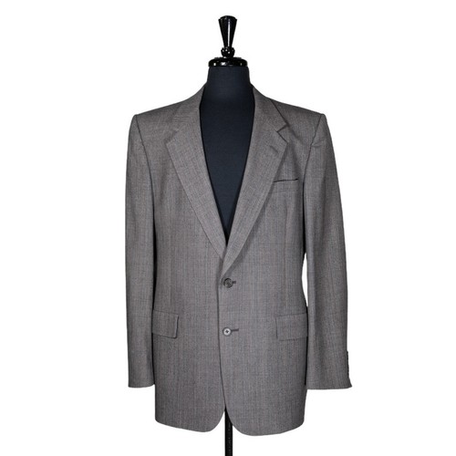 Blazer uomo Christian Dior grigio blu a righe lana 2 bottoni giacca cappotto sportivo 42L