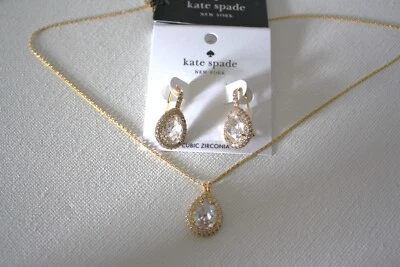 Pendientes y collar Kate Spade de cristal dorado a juego nuevo con etiquetas Foto 1 de 4