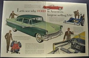 1956 Ford Fairlane Town Sedan Large Size Print Ad Excellent Original 56 - Picture 1 of 9
