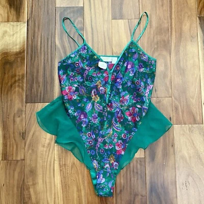 Bodysuit Victoria’s Secret Teddy tamanho G etiqueta dourada vintage floral NOVO Coquette anos 90 - Imagem 1 de 4