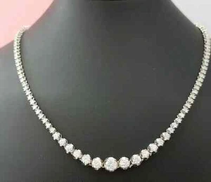 22Ct Round Cut Lab Created Women's Diamond Tennis Necklace 14k White Gold Plated - Picture 1 of 7