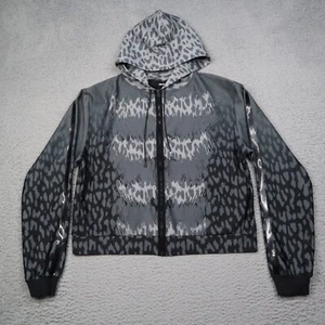 Ultracor Hoodie Womens Large Leopard Print Full Zip Lightweight Jacket Gray - Picture 1 of 17