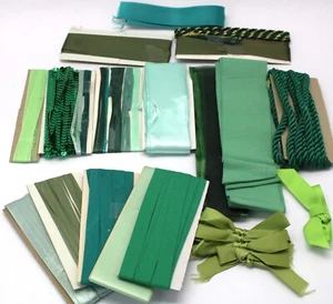 Green Sewing Cord Trim Ribbon Bag Multiple Lengths Widths Crafts Bows - Picture 1 of 6
