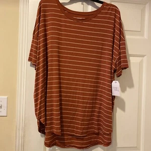 Time And Tru Brown Crew Neck Tunic T-Shirt Relaxed Fit Women's Size 3XL NWT - Picture 1 of 7
