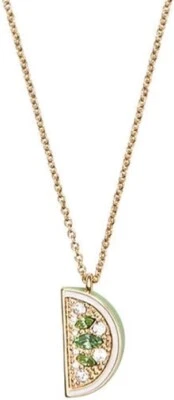 NWT Kate Spade Out of Office Lime Slice Mini Pendant Necklace Green Gold Plated - Image 1 of 2