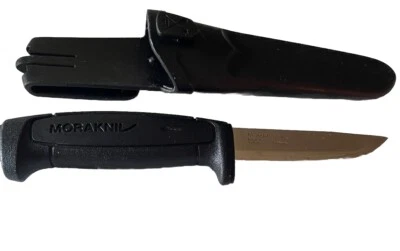 Cuchillo de supervivencia de campamento negro de acero al carbono Mora Morakniv Basic 511 y funda ajustada Foto 1 de 4