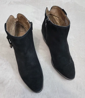 Botines de montaña blancos para mujer gamuza negra/cuero Habana borla/encanto occidental Foto 1 de 4