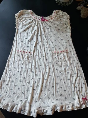 Anthro Like Nightgown Night Dress All Over Animal Print Bows Pockets M Rare - Image 1 of 4