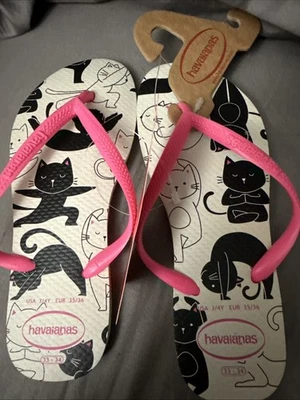 Chanclas Havaianas Mujer Talla 3/4Y Yoga Diseño Gatos - Sandalia Maullido Nuevas con Etiquetas Foto 1 de 3