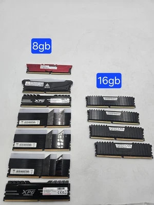 DDR4 RAM LOT 7x8GB Sticks + 4x16GB Sticks TESTED All Work! Corsair, Thermaltake - Image 1 of 4