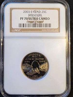 2003-S PROOF MISSOURI STATE QUARTER, PF70, NGC Graded - Image 1 of 2