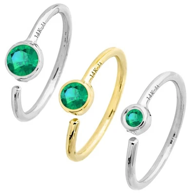 Joyería Avalancha 20G 14K Bisel Conjunto Anillo Aro Nariz Esmeralda, 8mm, Nacimientos Mayo Foto 1 de 3