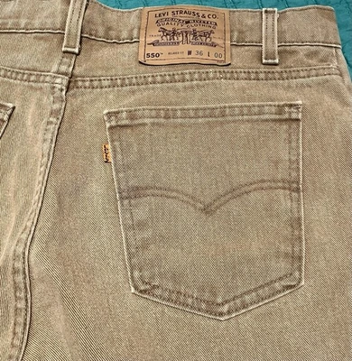 "Pantalones cortos vintage años 90 Levi's Levis Strauss 550 caqui denim naranja con lengüeta para hombre 36"" X 5""" Foto 1 de 4