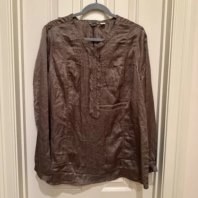 Eddie Bauer Mujer 100% Seda Cobre Pintuck Camisa Top Pullover Clásico Dinero Antiguo Foto 1 de 4