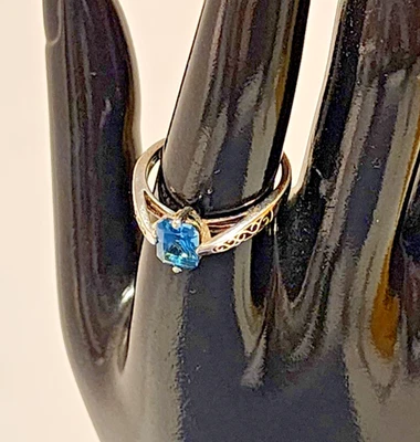 Anillo de plata de ley 925 turmalina azul talla 9,5 Foto 1 de 2