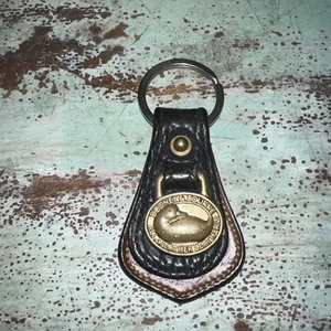 Vintage Dooney & Bourke Black/Tan Leather Solid Brass Key Ring Key Chain - Picture 1 of 5