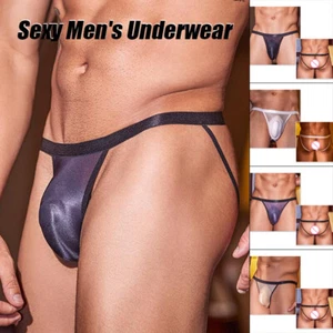 Hombres Sexy Calzoncillos Brillantes Alto Elástico Cómodos Abiertos Butt Hueco Tanga Ropa Interior - Imagen 1 de 24