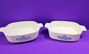 Vtg Set Of 2 Corning Ware Blue Cornflower 1 Quart P-1-B A-1-B Casserole Dishes - Picture 1 of 14