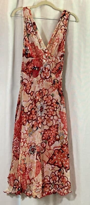 DIANE VON FURSTENBERG VESTIDO SIN MANGAS de verano coral 100 % seda con joyas Foto 1 de 4